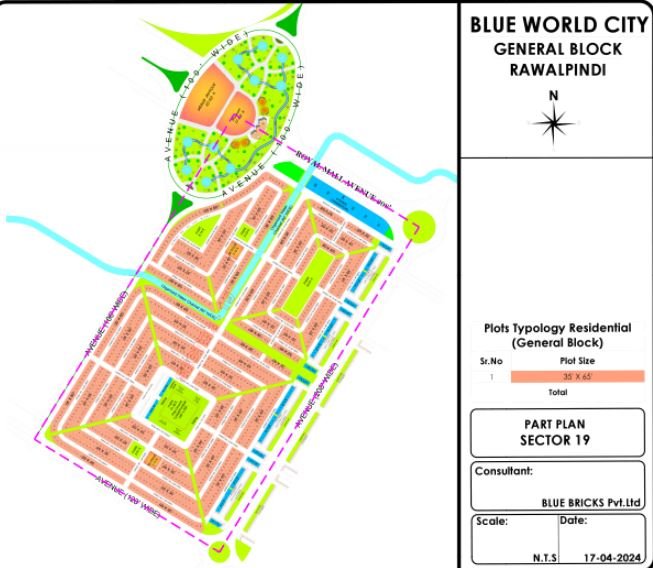 Blue World City general Block Sector 19 Map