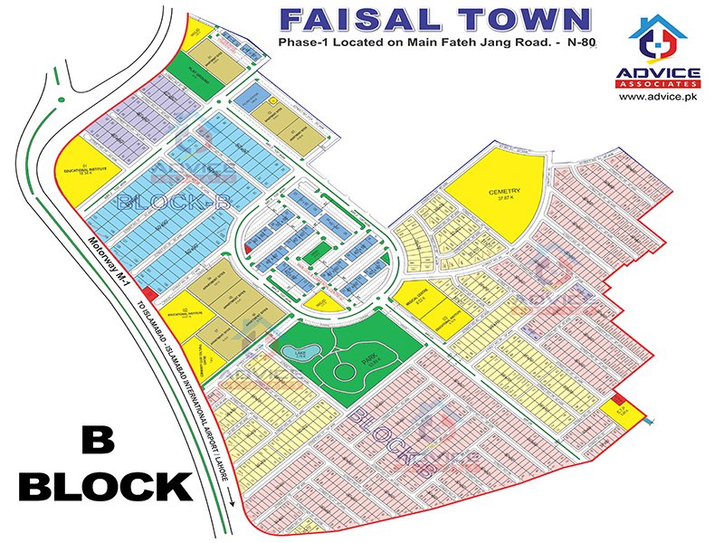 Faisal Town B Blok Map