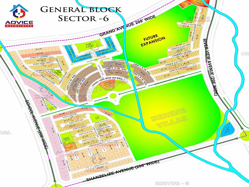 Blue World City General Block Sector 6 Map