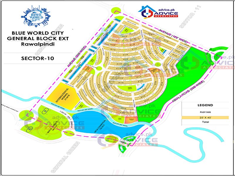 Blue World City General Block Sector 10 Map