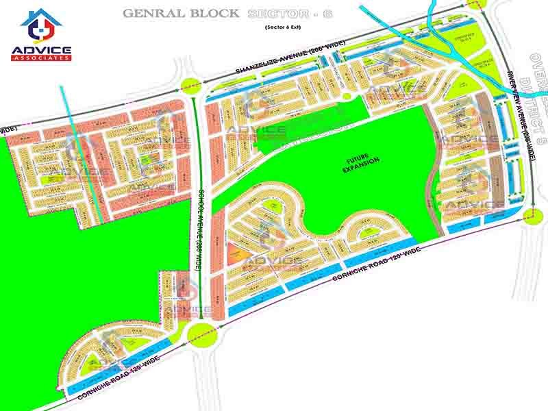 Blue World City General Block Sector 6 Ext Map