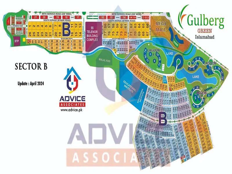 Gulberg greens Farm Houses B Block Map