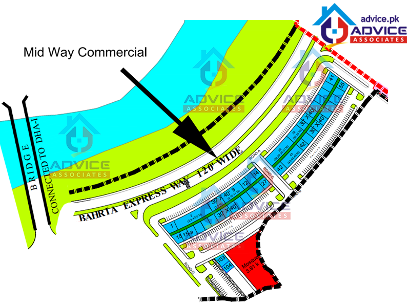 Bahria Town Midway commercial map