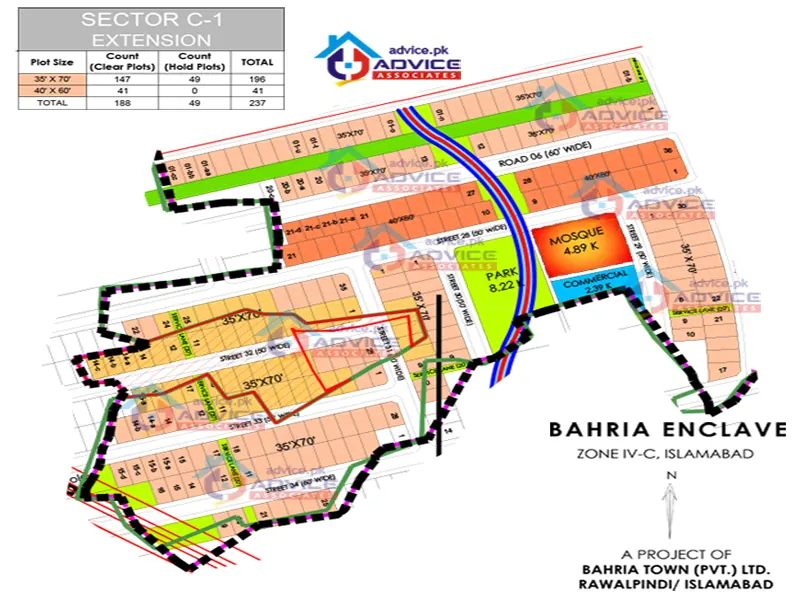 Bahria Enclave C1 Extension Map