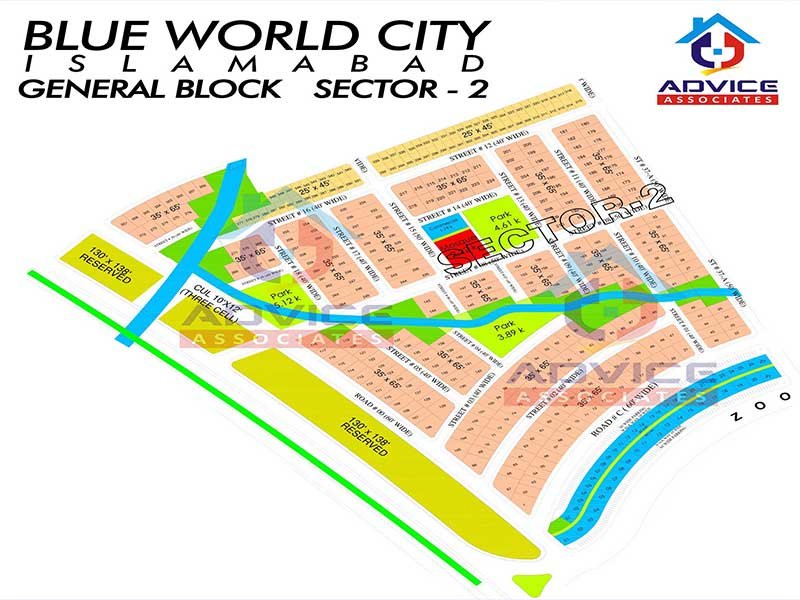 Blue World City General Block Sector 2 Map
