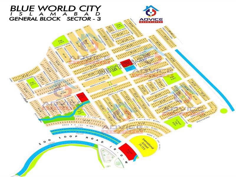 Blue World City General Block Sector 3 Map