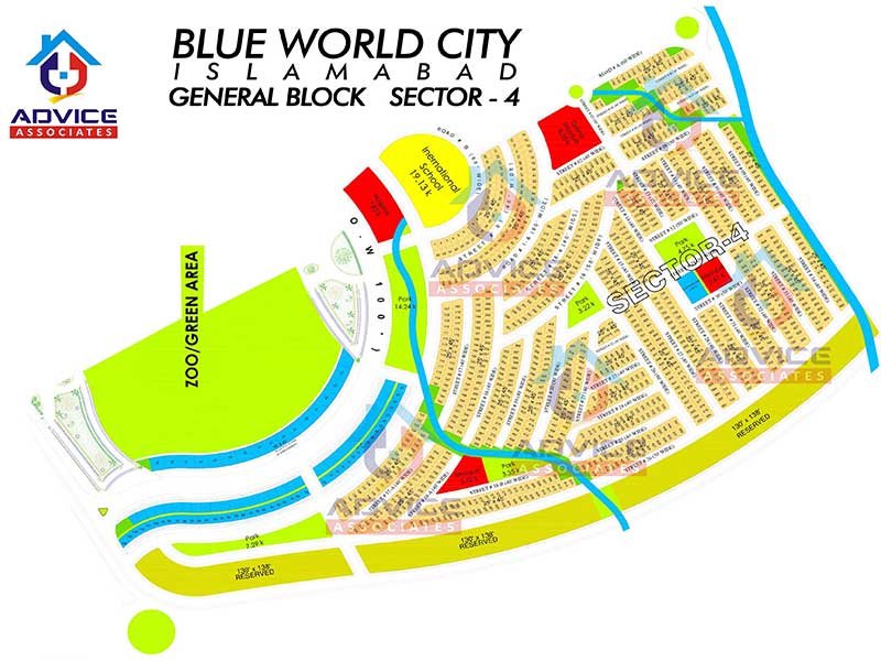 Blue World City General Block Sector 4 Map