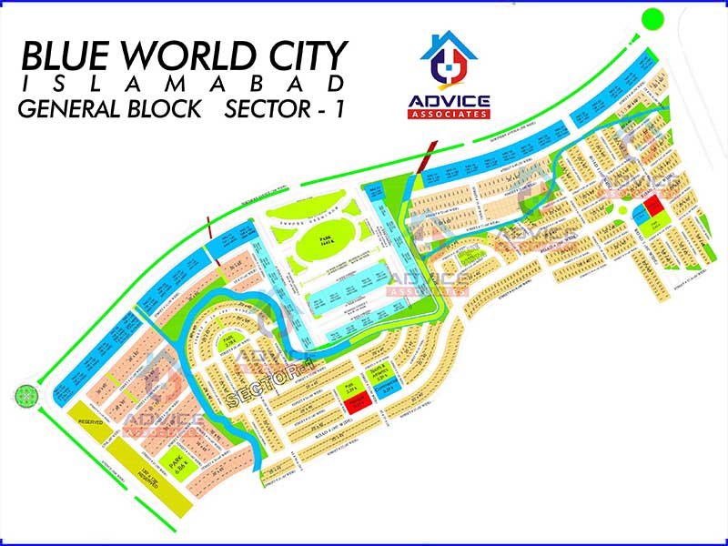 Blue World City General Block Sector-1 Map